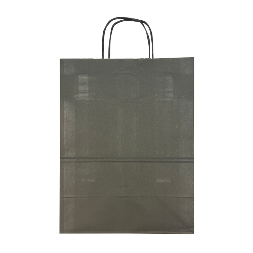 Крафт-пакет чёрный с кручёными ручками 26×15×35 см