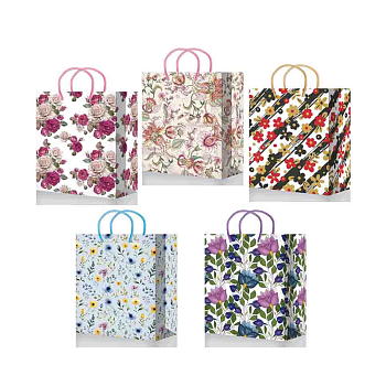 Бумажные подарочные пакеты с ручками, с рисунком MIX, 18×22×10 см