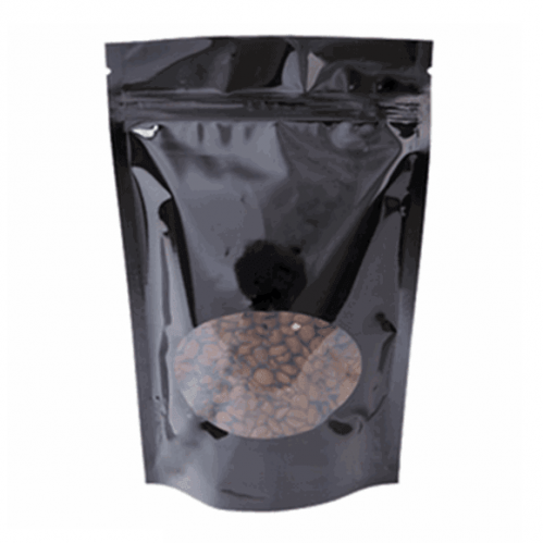 Дой-пак с замком zip-lock чёрный с овальным окном, 10×19×3 cм