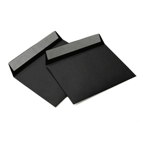 Артикул 20514A — Цветные и дизайнерские конверты — цена за штуку 5.21 руб., продаётся по 10000 штук. Чёрный конверт С6, стрип, 110 г/м²