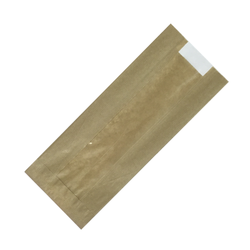 Крафт-пакет с окном 12×6×30 см  мелким оптом по 100 штук.