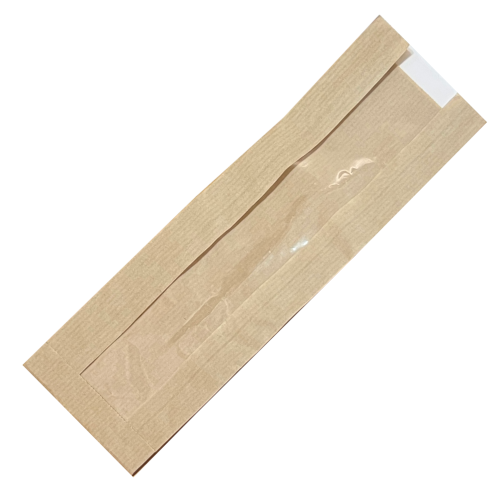 Крафт пакет для малого багета с перфорированным окном, 10×4×39 см