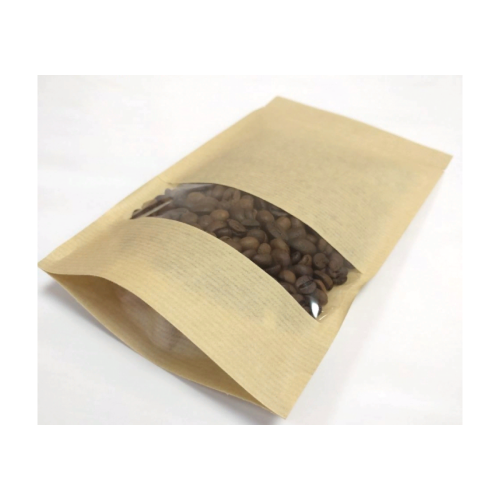 Дой-пак с замком zip-lock из гладкой крафт-бумаги с окном 4 см, 12×18×3 cм