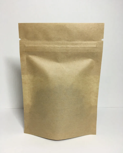 Дой-пак с замком zip-lock из крафт-бумаги (полоска) с окном 4 см, 10×15×3 cм