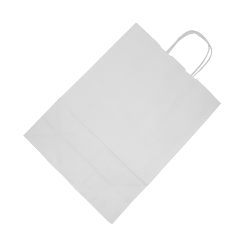 Крафт-пакет белый с кручёными ручками 26×12×34 см