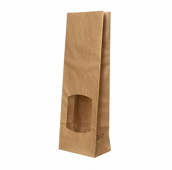 Крафт-пакет с фигурным окошком 7×4×21 см