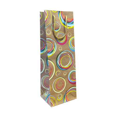 Крафт-пакет подарочный для бутылки, MIX, 12×10×36 см