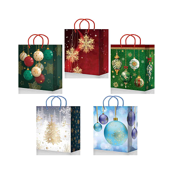 Пакет бумажный подарочный новогодний, MIX, 26×32×13 см
