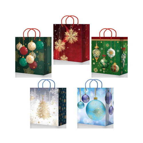Пакет бумажный подарочный новогодний, MIX, 26×32×13 см