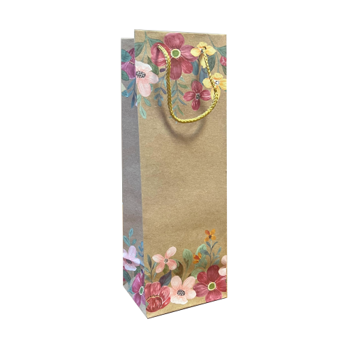 Крафт-пакет подарочный под  бутылку, MIX, 12×10×36 см