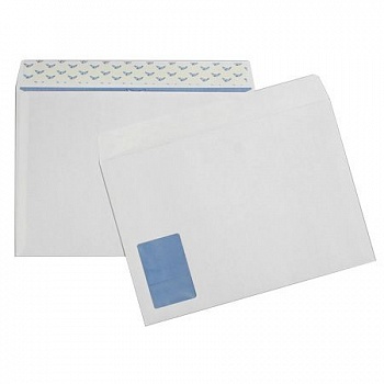 Артикул 20121169 — Конверт С4 белый с окном слева стрип, 90 г/м² — цена за штуку 12.49 руб. Конверт С4 белый с окном слева стрип, 90 г/м²