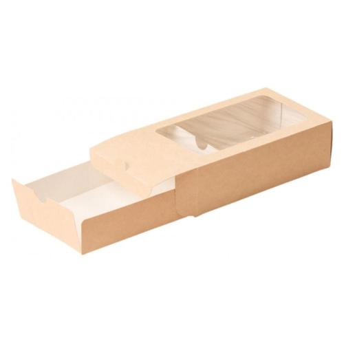 Пенал картонный для макарони, крафт, с окном, 18×11×5 см