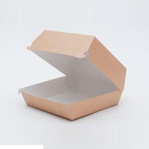 Коробка картонная для гамбургера, крафт, 14×14×7 см