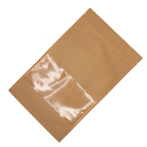 Дой-пак с замком zip-lock из крафт-бумаги с окном 7 см, 15×24×4 cм