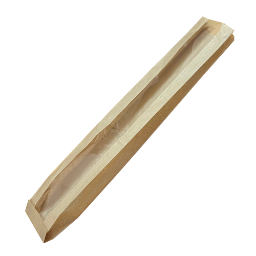 Крафт пакет для большого багета с окном, 11×4×60 см