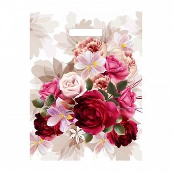 Пакет полиэтиленовый «Пионы на бежевом», ПВД, 31×40 см