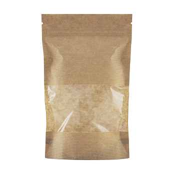 Артикул 82081 — Дой-пак с замком zip-lock из гладкой крафт-бумаги с окном 7 см, 16×25×4 cм — цена за штуку 21.82 руб. Дой-пак с замком zip-lock из гладкой крафт-бумаги с окном 7 см, 16×25×4 cм