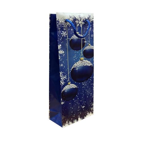 Пакет бумажный подарочный новогодний под бутылку, MIX, 12×36×7 см