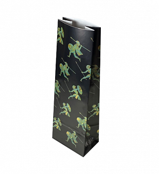 Крафт-пакет чёрный с рисунком «Воины», ламинированный, 8×5×24 см