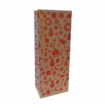 Крафт-пакет с рисунком «Новогодний орнамент», 10×7×26 см Крафт-пакет с рисунком «Новогодний орнамент», 10×7×26 см