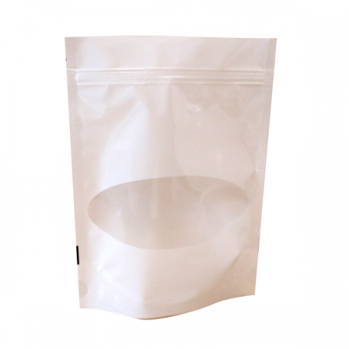 Дой-пак с замком zip-lock белый матовый с овальным окном, 10×19×3 cм