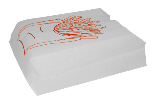 Пакет бумажный белый с рисунком «Картофель фри», 8×3×17 см