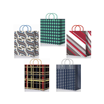 Бумажные подарочные пакеты с ручками, с рисунком MIX, 18×23×10 см