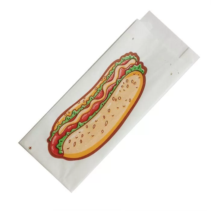 Пакетик-уголок бумажный белый, с рисунком «Хот-дог», 8×4×22 см
