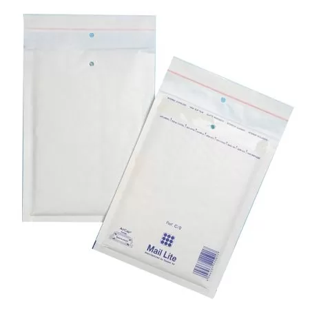 Почтовый пакет белый с воздушной пленкой, стрип, 27×36 см, 100 г/м²