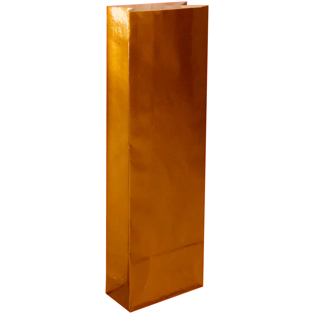 Пакет бумажный бронзовый, ламинированный, 5×3×17 см