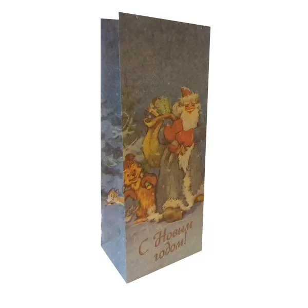 Крафт-пакет с рисунком «С Новым Годом», 10×7×26 см