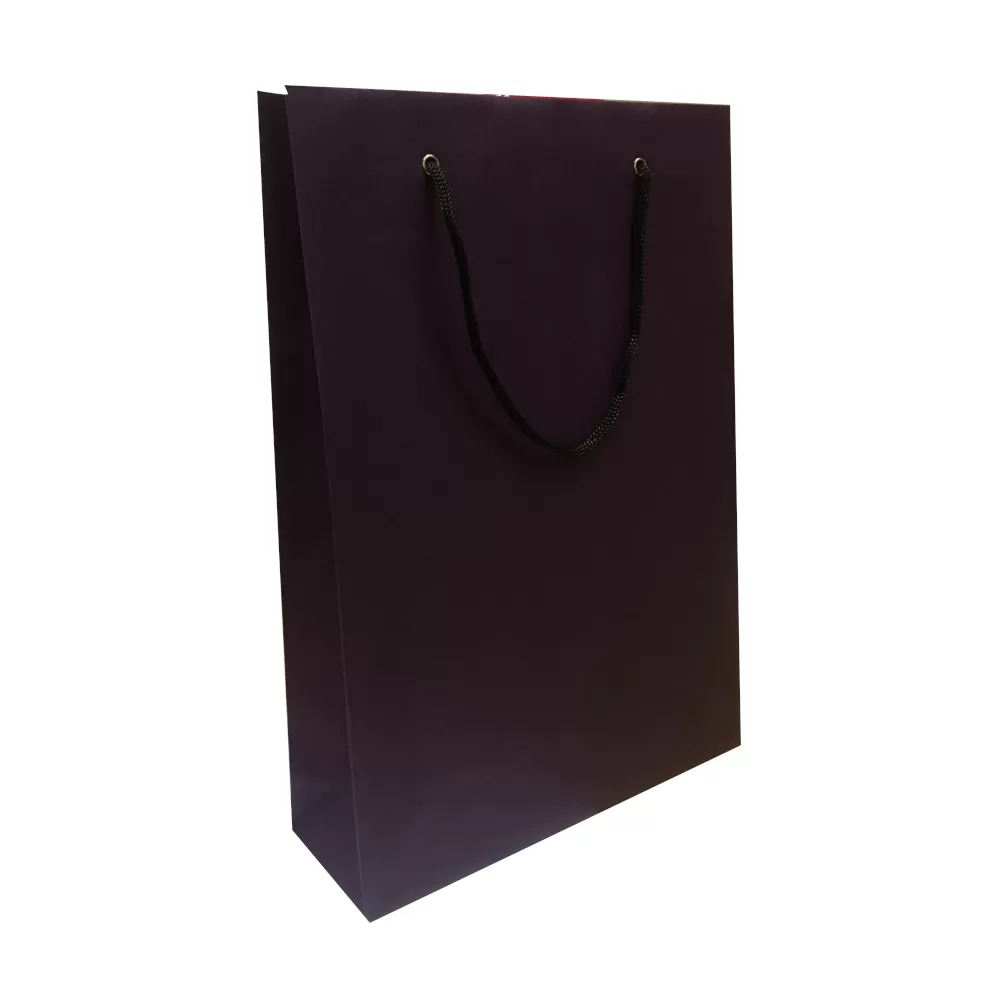 Пакет бумажный фиолетовый с верёвочными ручками, 24×8×35 см