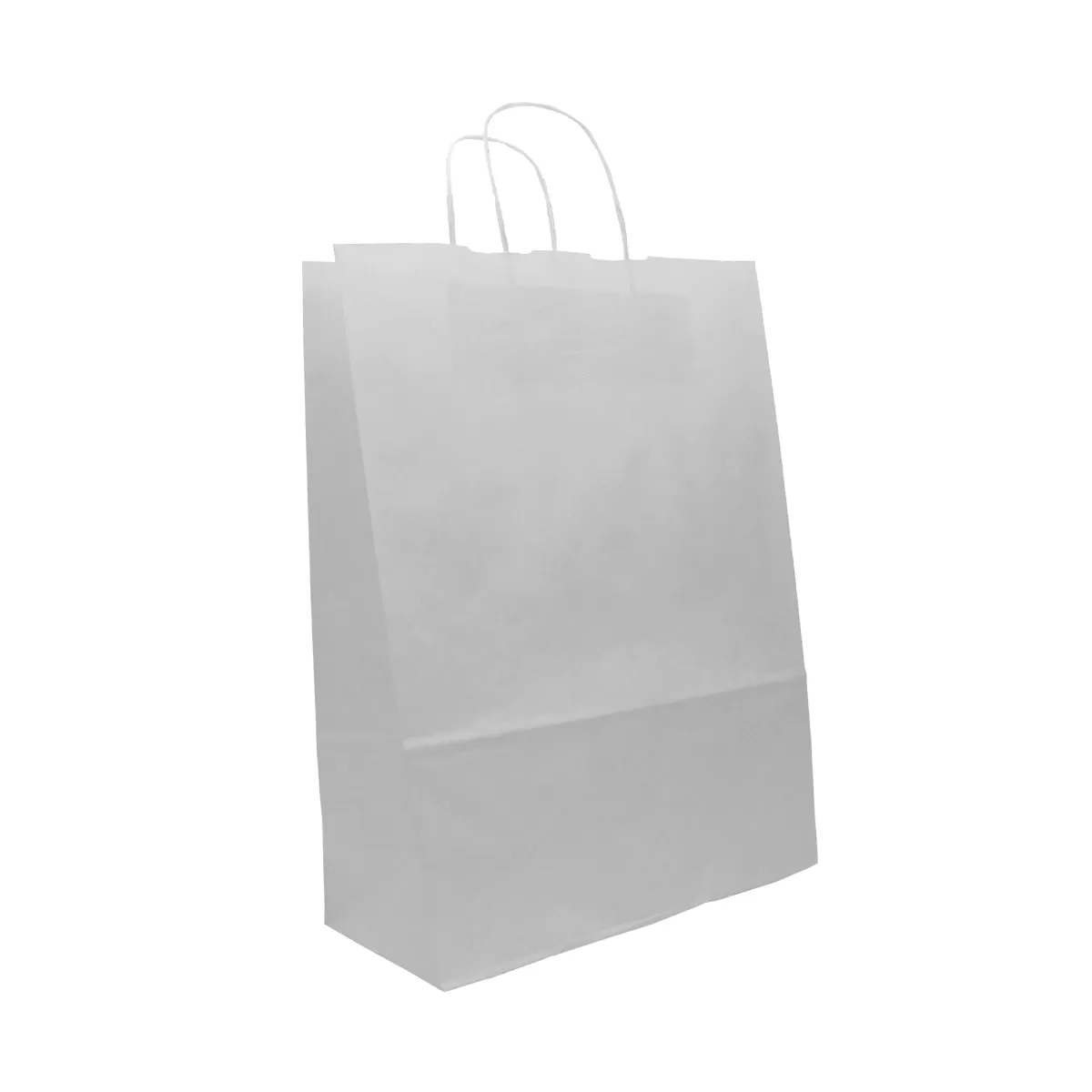 Крафт-пакет белый с ручками, 26×11×34 см
