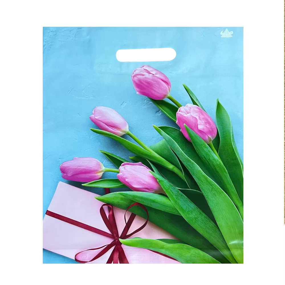 Пакет полиэтиленовый «Тюльпаны в подарок», ПВД, 31×40 см