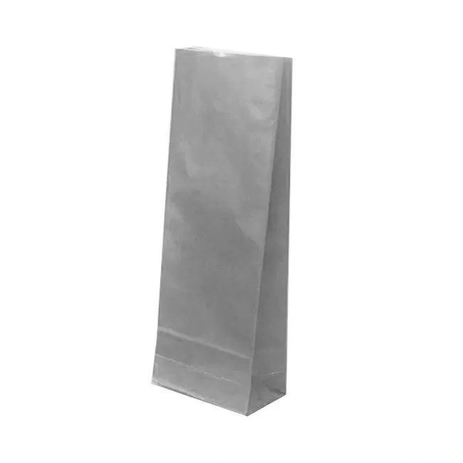 Пакет бумажный серебряный, ламинированный, 5×3×17 см
