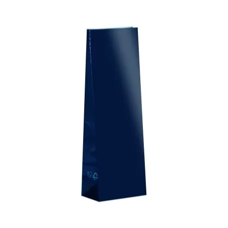 Пакет бумажный синий, ламинированный, 7×4×21 см