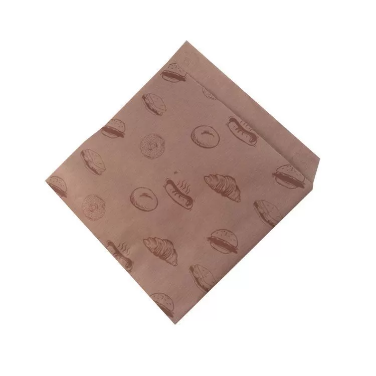 Пакетик-уголок бумажный крафт с рисунком «Выпечка», ламинированный, 15×15 см
