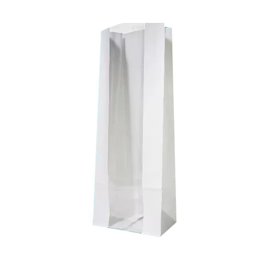 Белый бумажный пакет с окном 9×6×26 см