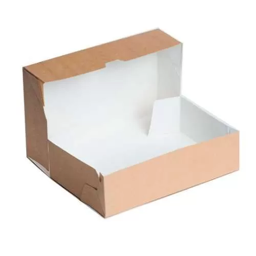 Коробка картонная под пирожные, крафт, 25×25×10 см
