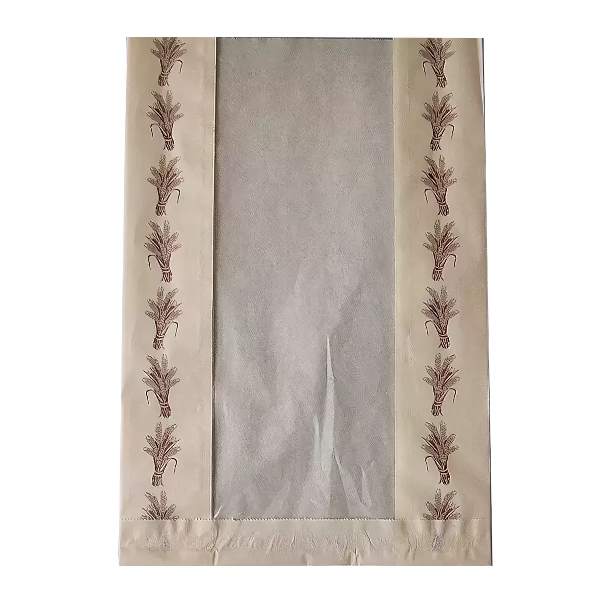 Бежевый бумажный пакет с окном с рисунком «Колоски» 25×6×39 см