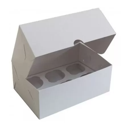 Коробка картонная под 6 капкейков, белая, 25×17×10 см