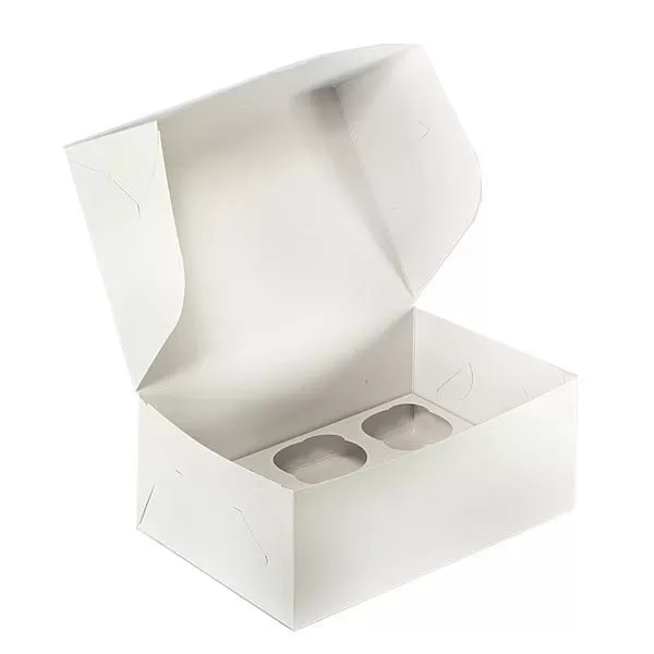 Коробка картонная под 2 капкейка, белая, 10×16×10 см