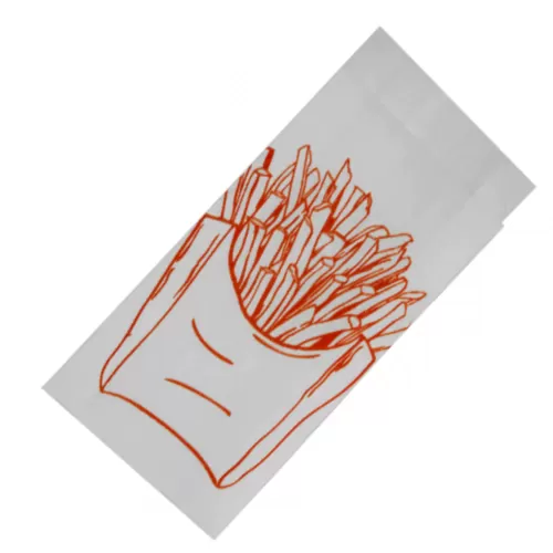 Пакет бумажный белый с рисунком «Картофель фри», 11×5×17 см
