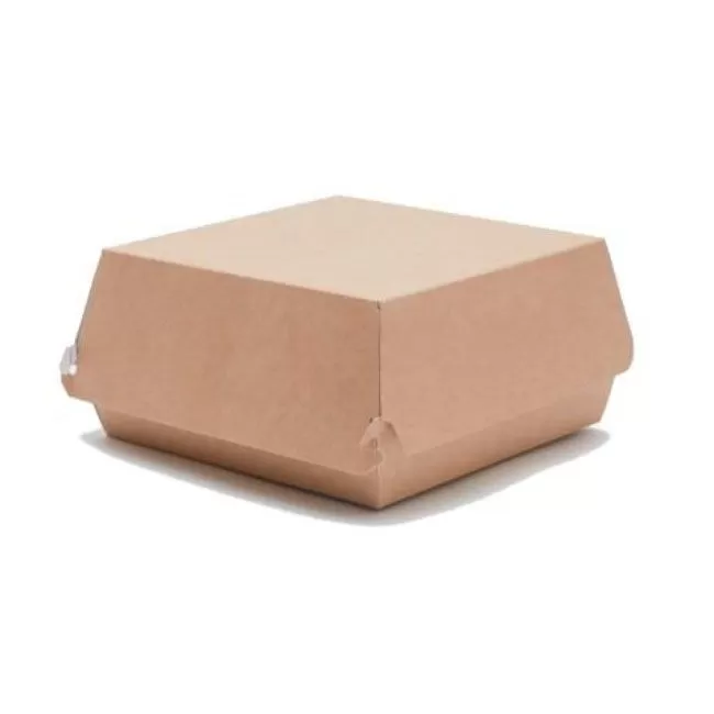 Коробка картонная для гамбургера, крафт, 14×14×7 см